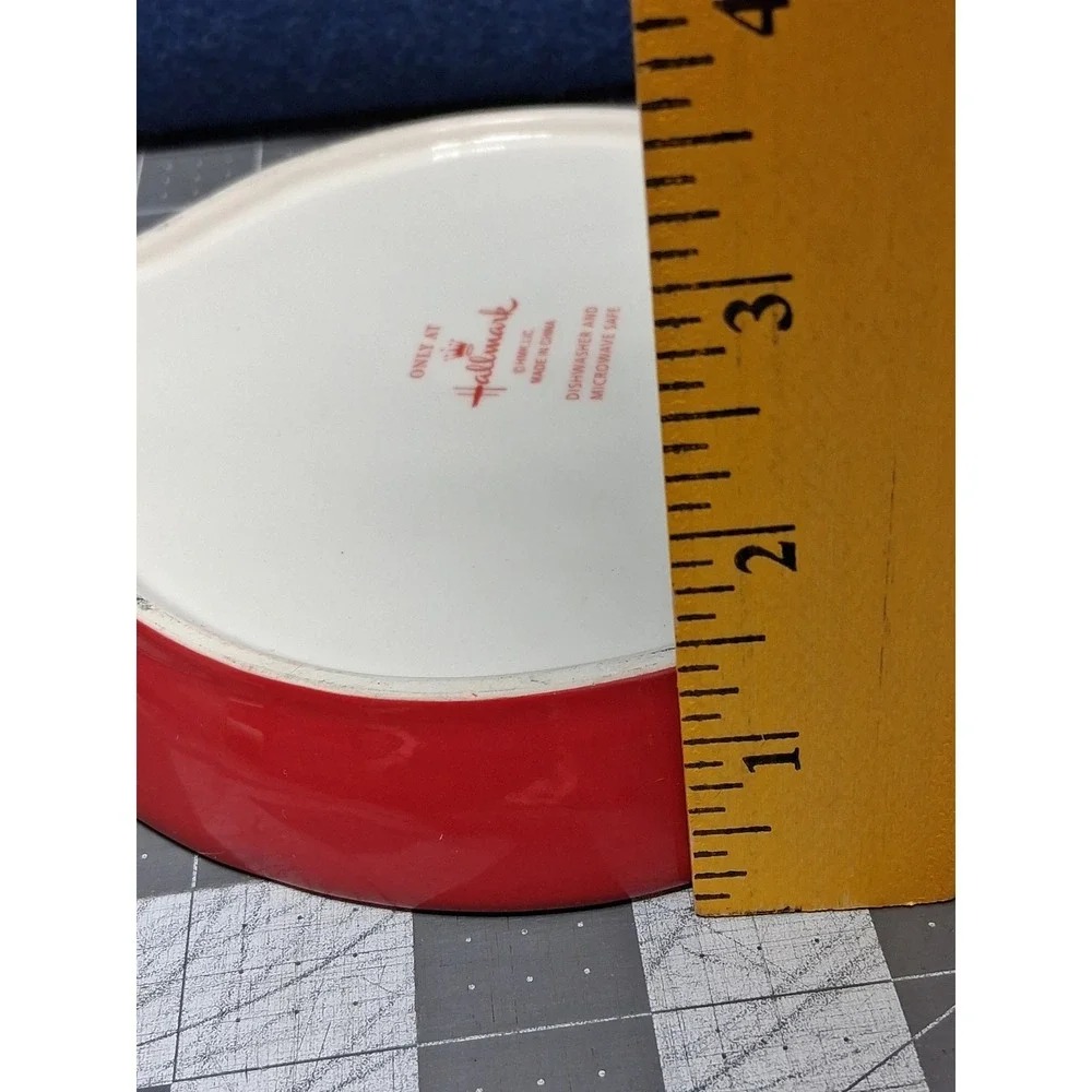 Hallmark‎ Snowman Candy Dish White Red Ceramic Christmas Holiday Trinket Tray